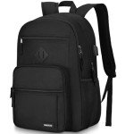Black Backpack for Men and Women, Backpack for School Teens Boys and Girls, Lightweight Casual High School Bookbag, Daily-use Travel Laptop Backpack with USB Charging Port Fits 15.6 Inch Notebook