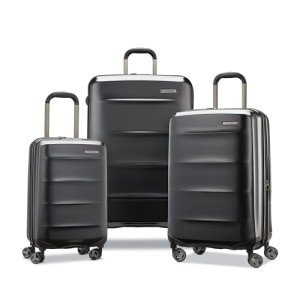 Samsonite Octiv Lightweight Hardshell 3-Piece Luggage Set (20/24/28) - Durable & Impact Resistant, 360° Aero Trac Spinner Wheels, Adjustable Telescopic Handle, Expandable, TSA Approved Lock - Black
