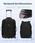 Hynes Eagle 2 in 1 Travel Backpack 22 inches Carry on Luggage 63L Rolling Backpack for Men Women with Packing Cubes 3PCS Set