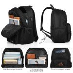 Black Backpack for Men and Women, Backpack for School Teens Boys and Girls, Lightweight Casual High School Bookbag, Daily-use Travel Laptop Backpack with USB Charging Port Fits 15.6 Inch Notebook