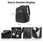 CROSSGEAR Business Laptop Backpack for Men Women, 20L Large Bookbag Travel TSA Approved Carry on Backpack Waterproof Casual Daypack 15.6" Professional Computer Bag with Thicker Compartments, Black