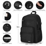 Black Backpack for Men and Women, Backpack for School Teens Boys and Girls, Lightweight Casual High School Bookbag, Daily-use Travel Laptop Backpack with USB Charging Port Fits 15.6 Inch Notebook