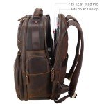 TIDING Full Grain Leather Backpack for Men 15.6 Inch Laptop Bag Large Capacity Business Travel Hiking Shoulder Daypacks