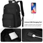 Black Backpack for Men and Women, Backpack for School Teens Boys and Girls, Lightweight Casual High School Bookbag, Daily-use Travel Laptop Backpack with USB Charging Port Fits 15.6 Inch Notebook