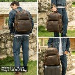 TIDING Full Grain Leather Backpack for Men 15.6 Inch Laptop Bag Large Capacity Business Travel Hiking Shoulder Daypacks