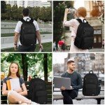 Black Backpack for Men and Women, Backpack for School Teens Boys and Girls, Lightweight Casual High School Bookbag, Daily-use Travel Laptop Backpack with USB Charging Port Fits 15.6 Inch Notebook