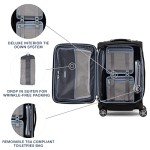 Travelpro Platinum Elite Softside Expandable Carry on Luggage, 8 Wheel Spinner Suitcase, USB Port, Suiter, Men and Women, Shadow Black, Carry On 21-Inch