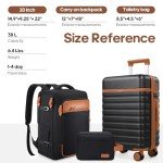 UKEIN Luggage Sets 3 Piece, Carry On Luggage 20 Inch With Spinner Wheels,PC Hardside Suitcase Set with TSA Lock,Durable Carry On Suitcase With Travel Backpack for Men (Black, 3 piece set (20inch))
