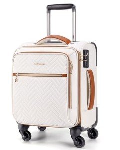 BAGSMART Underseat Carry On luggage Airline approved, 16-inch Softside Underseater Travel Suitcase with Spinner Wheels Lightweight Overnight Bag Small Rolling Carry-on for Women Men Weekender,Beige
