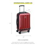 Delsey Luggage Helium Aero, International Carry On Luggage, 19", Front Pocket Hard Case Spinner Suitcase, Brick Red