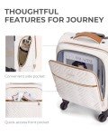 BAGSMART Underseat Carry On luggage Airline approved, 16-inch Softside Underseater Travel Suitcase with Spinner Wheels Lightweight Overnight Bag Small Rolling Carry-on for Women Men Weekender,Beige