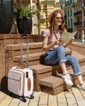 BAGSMART Underseat Carry On luggage Airline approved, 16-inch Softside Underseater Travel Suitcase with Spinner Wheels Lightweight Overnight Bag Small Rolling Carry-on for Women Men Weekender,Beige