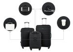 Wrangler Smart Luggage Set with Cup Holder and USB Port, Black, 20-Inch Carry-On