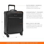 Briggs & Riley Global 21" Carry On Expandable Spinner - Luggage for International Travel, Suitcases with Wheels, Softside Rolling Bag for Men & Women, Self-Repairing Zipper- Baseline Collection, Black