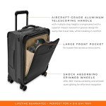Briggs & Riley Global 21" Carry On Expandable Spinner - Luggage for International Travel, Suitcases with Wheels, Softside Rolling Bag for Men & Women, Self-Repairing Zipper- Baseline Collection, Black