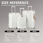 Joyway 3 Piece Set Hardside Expandable Luggage with USB Charging Port and Cup Holder, TSA Lock Spinner Wheels Suitcase for International Travel, Lightweight Carry On Checked Baggage, White