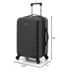 Wrangler Smart Luggage Set with Cup Holder and USB Port, Black, 20-Inch Carry-On