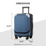 LEVEL8 Grace Carry on Luggage Airline Approved, 20 Inch Expandable Hard Sided Luggages with Spinner Wheels, Harshell Small Rolling Suitcase for Women Men with Tsa Lock, Blue