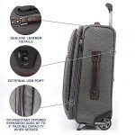 Travelpro Platinum Elite Softside Expandable Carry on Luggage, 2 Wheel Upright Suitcase, USB Port, Men and Women, Vintage Grey, Carry On 22-Inch