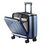 Kaleenie 16" Carry On Briefcase Luggage with 2 Laptop Compartments, Lightweight Hardshell Suitcase with Spinner Silent Wheels, for Commute Work Business Trip, Dark Blue