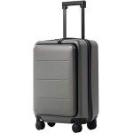 COOLIFE Luggage Suitcase Piece Carry On ABS+PC Spinner Trolley with pocket Compartmnet(Titanium gray, 20in(carry on))