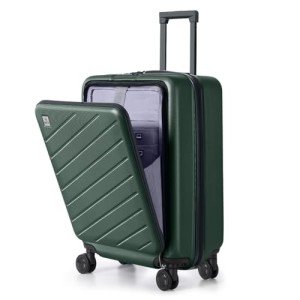 AnyZip Carry On Luggage 20'' Suitcase with Pocket Compartment ABS+PC Spinner Wheels TSA Lock Darkgreen