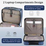 Kaleenie 16" Carry On Briefcase Luggage with 2 Laptop Compartments, Lightweight Hardshell Suitcase with Spinner Silent Wheels, for Commute Work Business Trip, Dark Blue