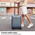 COOLIFE Luggage Suitcase Piece Carry On ABS+PC Spinner Trolley with pocket Compartmnet(Titanium gray, 20in(carry on))