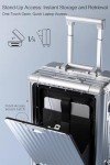 HotWay 20 Inch Carry On Luggage with Cup Phone Holder and Laptop Compartment, PC Hard Shell Suitcase with Spinner Wheels and USB Port, Silver Luggage for Business Travel (22x14x9 Airline Approved)