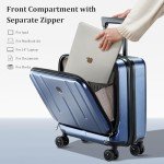 Kaleenie 16" Carry On Briefcase Luggage with 2 Laptop Compartments, Lightweight Hardshell Suitcase with Spinner Silent Wheels, for Commute Work Business Trip, Dark Blue