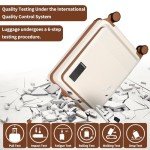 WireHot 20 inch Small Carry On Luggage Front Open with Laptop Pocket, ABS+PC Hard Shell Suitcase with Spinner Wheels TSA Lock & YKK Zipper, 20in/Toiletry Bag/Handbag, Apricot Off White