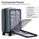 COOLIFE Luggage Suitcase Piece Carry On ABS+PC Spinner Trolley with pocket Compartmnet(Titanium gray, 20in(carry on))