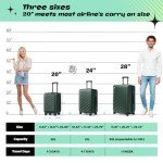 AnyZip Carry On Luggage 20'' Suitcase with Pocket Compartment ABS+PC Spinner Wheels TSA Lock Darkgreen
