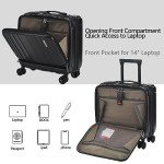 TydeCkare 16" Carry on Luggage with 2 Laptop Compartments, Lightweight Hardshell ABS+PC Suitcase with Dual Control TSA Lock, with YKK Zipper, 4 Spinner Silent Wheels, for Business Travel, Black