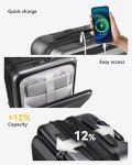 LUGGEX Carry on Luggage 22x14x9 Airline Approved, PC Hard Shell Suitcase with Front Pocket, Expandable Luggage with USB Port (Black, 20 Inch, 36.7L)