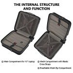 TydeCkare 16" Carry on Luggage with 2 Laptop Compartments, Lightweight Hardshell ABS+PC Suitcase with Dual Control TSA Lock, with YKK Zipper, 4 Spinner Silent Wheels, for Business Travel, Black