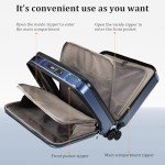 Kaleenie 16" Carry On Briefcase Luggage with 2 Laptop Compartments, Lightweight Hardshell Suitcase with Spinner Silent Wheels, for Commute Work Business Trip, Dark Blue