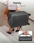 LUGGEX Carry On Luggage with Compartment and Cup Holder, Expandable PC Hard Shell Suitcase with Front Pocket (Gunmetal, Carry-On 20-Inch)