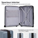 COOLIFE Luggage Suitcase Piece Carry On ABS+PC Spinner Trolley with pocket Compartmnet(Titanium gray, 20in(carry on))