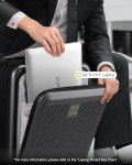 LUGGEX Carry on Luggage 22x14x9 Airline Approved, PC Hard Shell Suitcase with Front Pocket, Expandable Luggage with USB Port (Black, 20 Inch, 36.7L)