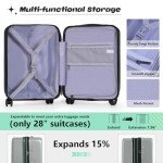 AnyZip Carry On Luggage 20'' Suitcase with Pocket Compartment ABS+PC Spinner Wheels TSA Lock Darkgreen
