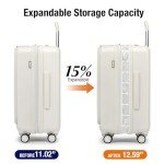 KYME Hardside Carry On Luggage with Laptop Compartment (White, Carry-On 20 Inch)
