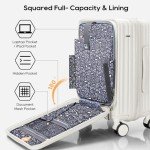Joyway Luggage Sets 5 Piece with Front Pocket, PC Hardside Expandable Carry on Suitcase with Spinner Wheels and TSA Lock, White
