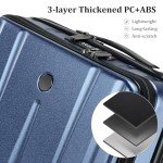Kaleenie 16" Carry On Briefcase Luggage with 2 Laptop Compartments, Lightweight Hardshell Suitcase with Spinner Silent Wheels, for Commute Work Business Trip, Dark Blue