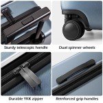 COOLIFE Luggage Suitcase Piece Carry On ABS+PC Spinner Trolley with pocket Compartmnet(Titanium gray, 20in(carry on))