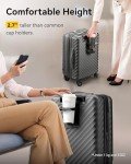 LUGGEX Carry On Luggage with Compartment and Cup Holder, Expandable PC Hard Shell Suitcase with Front Pocket (Gunmetal, Carry-On 20-Inch)