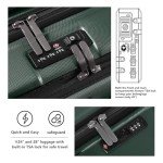 AnyZip Carry On Luggage 20'' Suitcase with Pocket Compartment ABS+PC Spinner Wheels TSA Lock Darkgreen