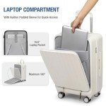 KYME Hardside Carry On Luggage with Laptop Compartment (White, Carry-On 20 Inch)