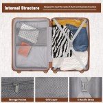 WireHot 20 inch Small Carry On Luggage Front Open with Laptop Pocket, ABS+PC Hard Shell Suitcase with Spinner Wheels TSA Lock & YKK Zipper, 20in/Toiletry Bag/Handbag, Apricot Off White