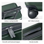 AnyZip Carry On Luggage 20'' Suitcase with Pocket Compartment ABS+PC Spinner Wheels TSA Lock Darkgreen